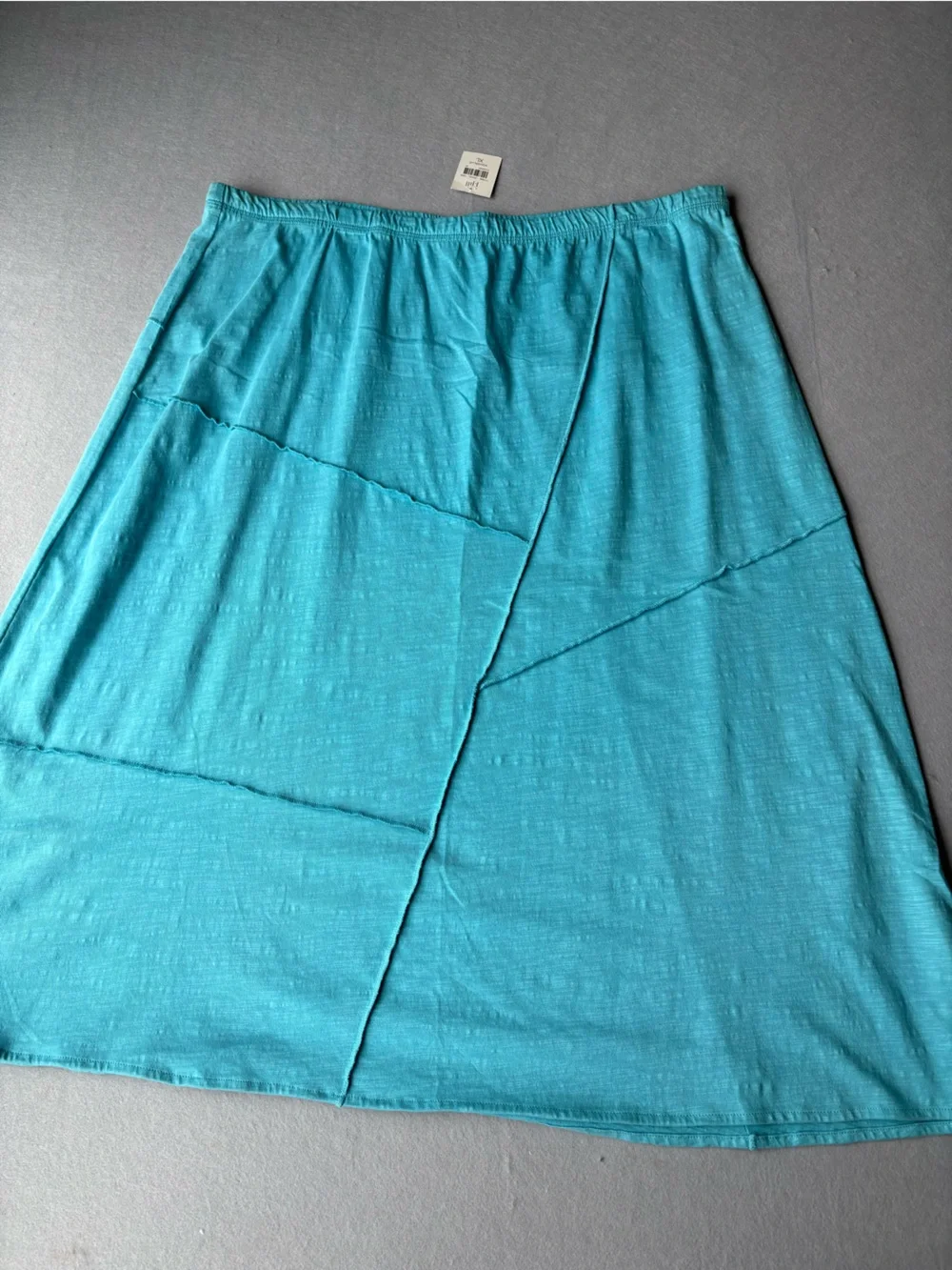 J. Jill Aqua Cotton Elastic-Waist Asymmetric Skirt 100% cotton sz XL flowy midi